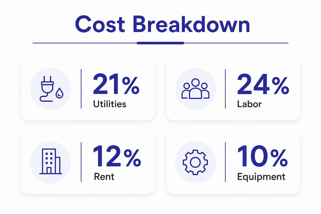 Infographic showing laundromat owner cost percentages