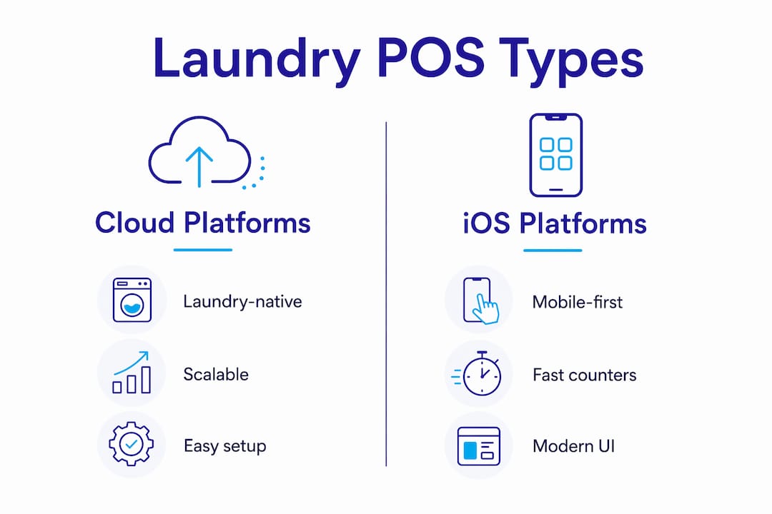 Infographic comparing laundry POS platform categories