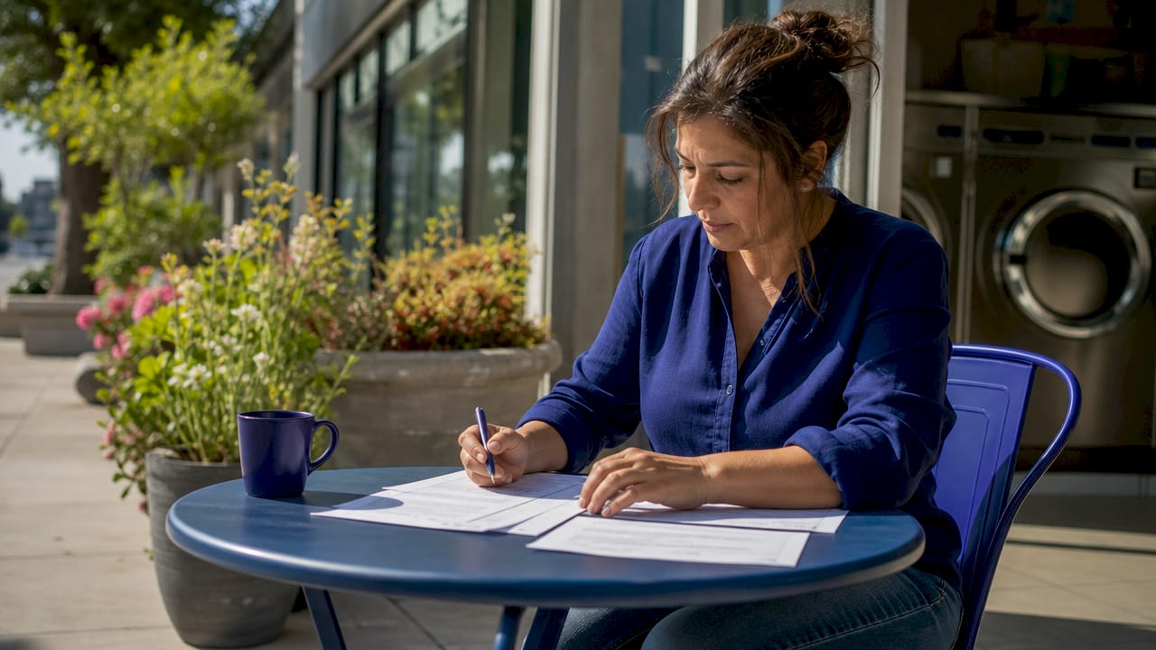Manager organizing laundromat staff schedules