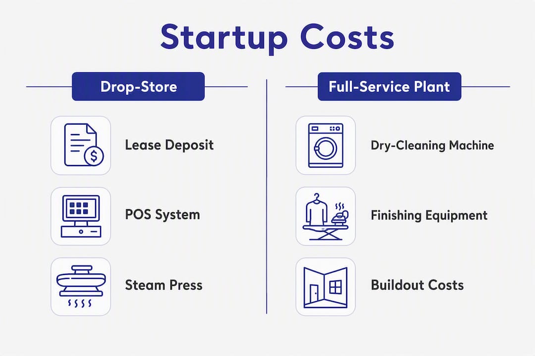 Infographic comparing startup costs for dry cleaners