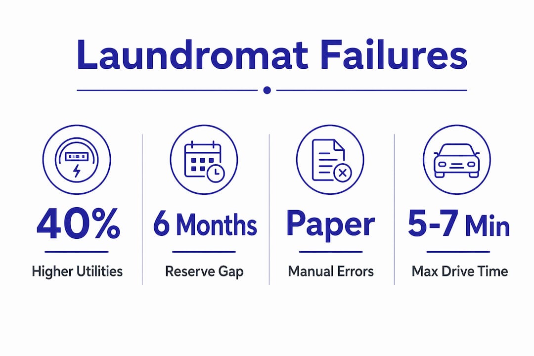Infographic showing main laundromat failure statistics