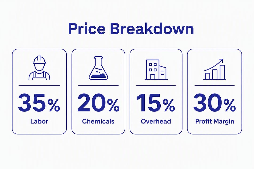 Infographic showing dry cleaning price component percentages
