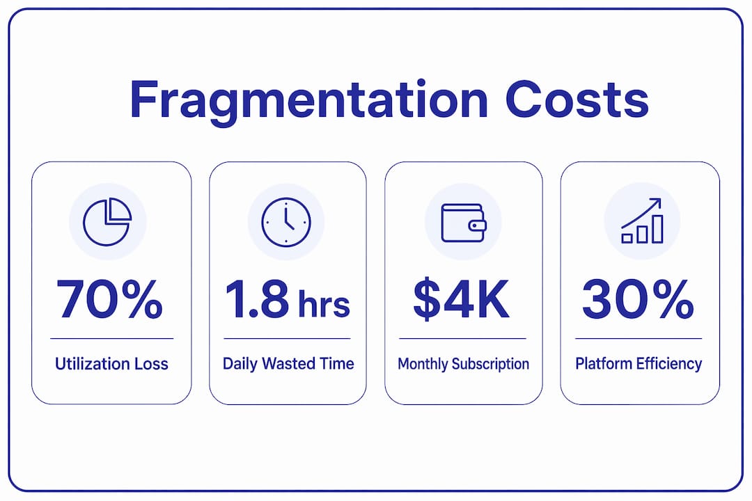 Infographic showing key symptoms and costs of fragmented software