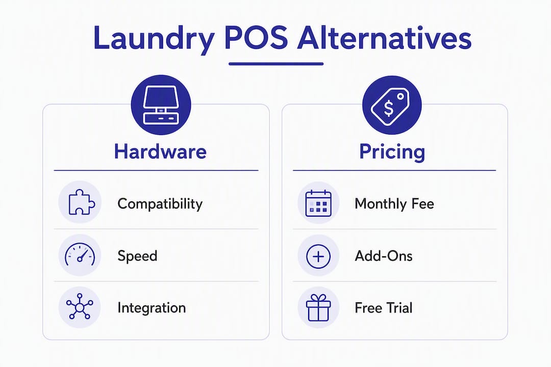 Infographic comparing laundry POS hardware and pricing