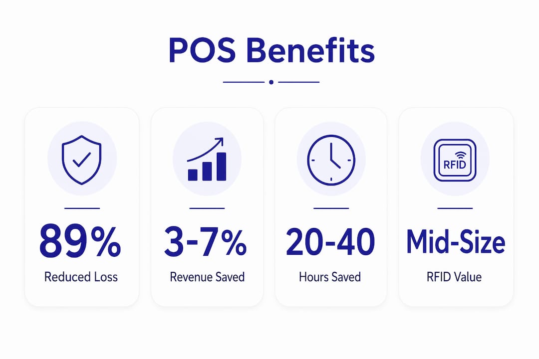 Infographic showing key benefits of POS for dry cleaners