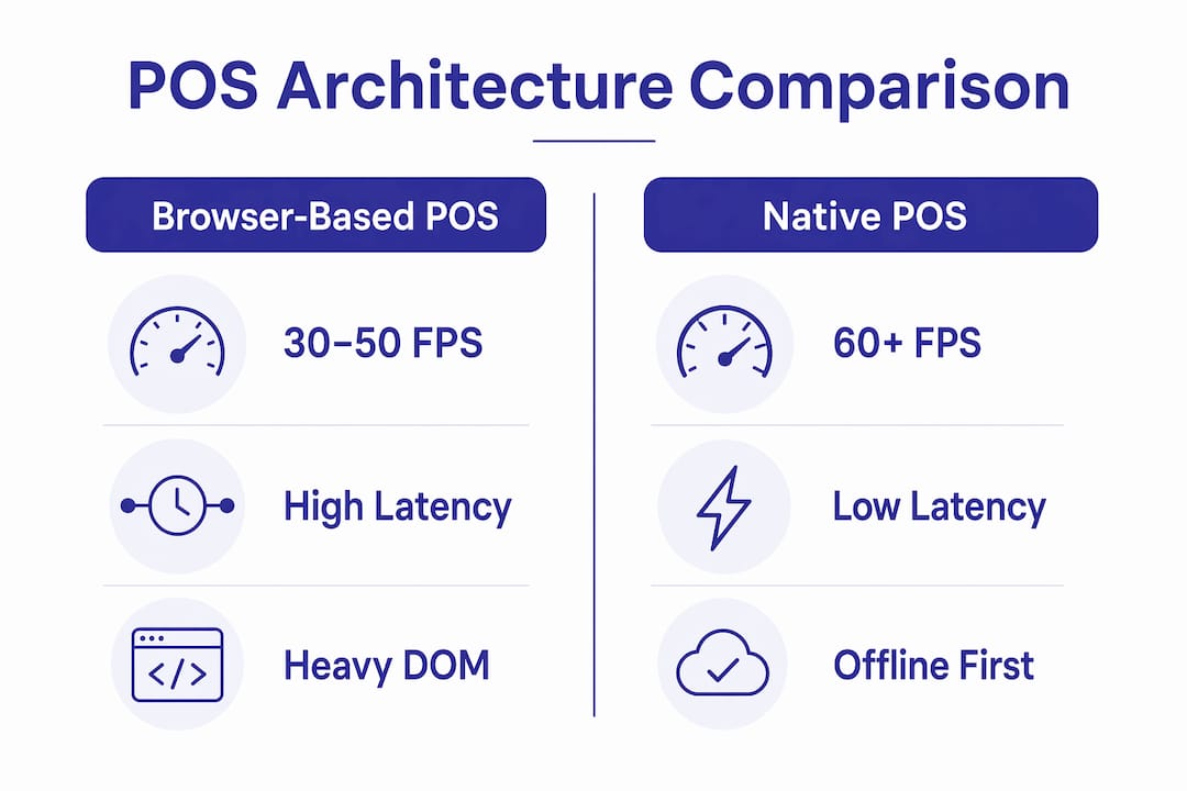 Infographic comparing browser-based and native POS systems